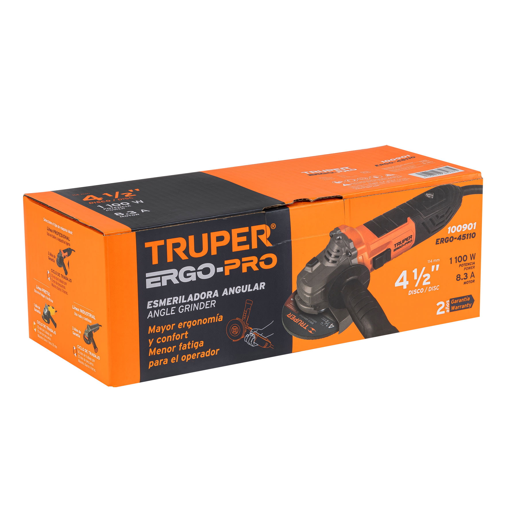 esmeriladora angular 4 1/2", 850w, truper ergo pro esmeriladora angular 4 1/2", 850w, truper ergo pro