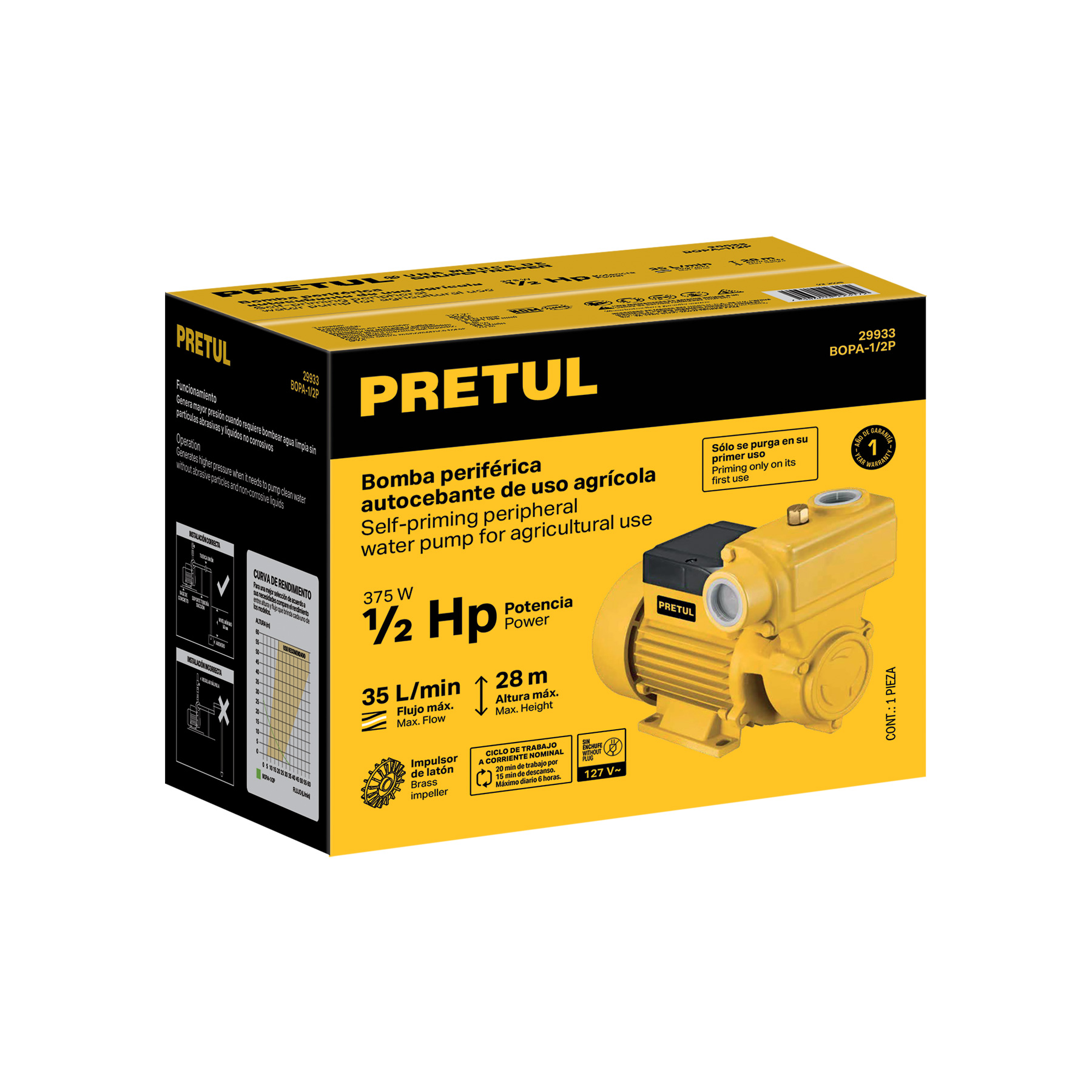 bomba periférica autocebante 1/2hp, uso agrícola (29933) bomba periférica autocebante 1/2hp, uso agrícola (29933)