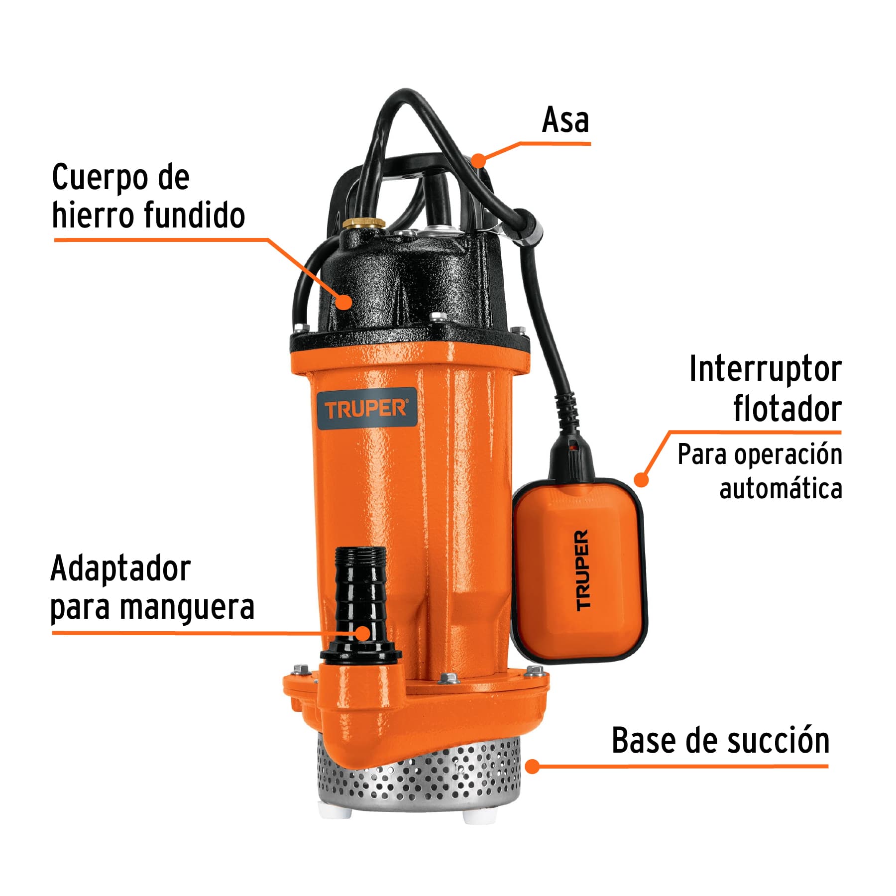 bomba sumergible hierro fundido, agua limpia, 1/2 hp (100169) bomba sumergible hierro fundido, agua limpia, 1/2 hp (100169)