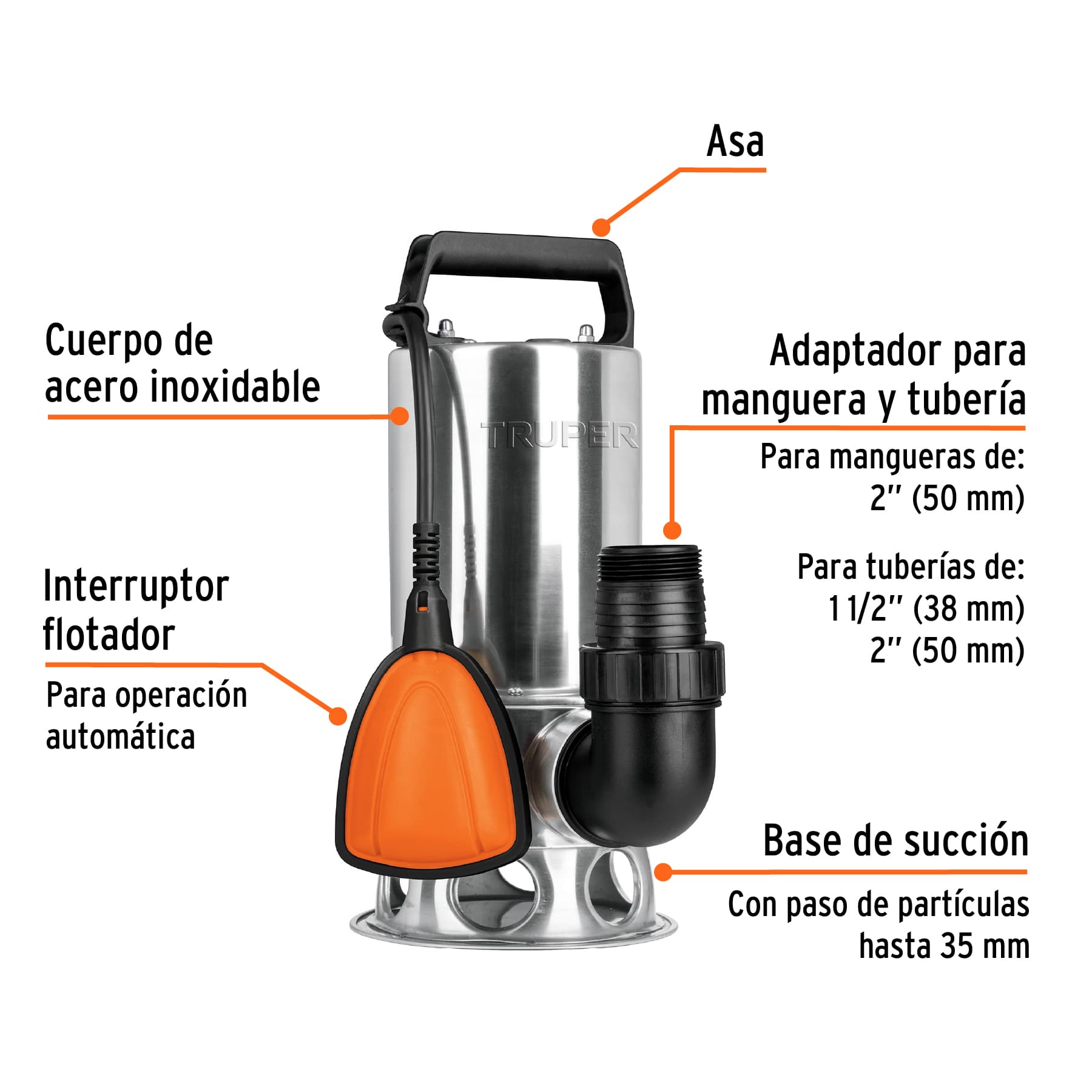 bomba sumergible acero inoxidable, agua sucia, 1 hp (12607) bomba sumergible acero inoxidable, agua sucia, 1 hp (12607)