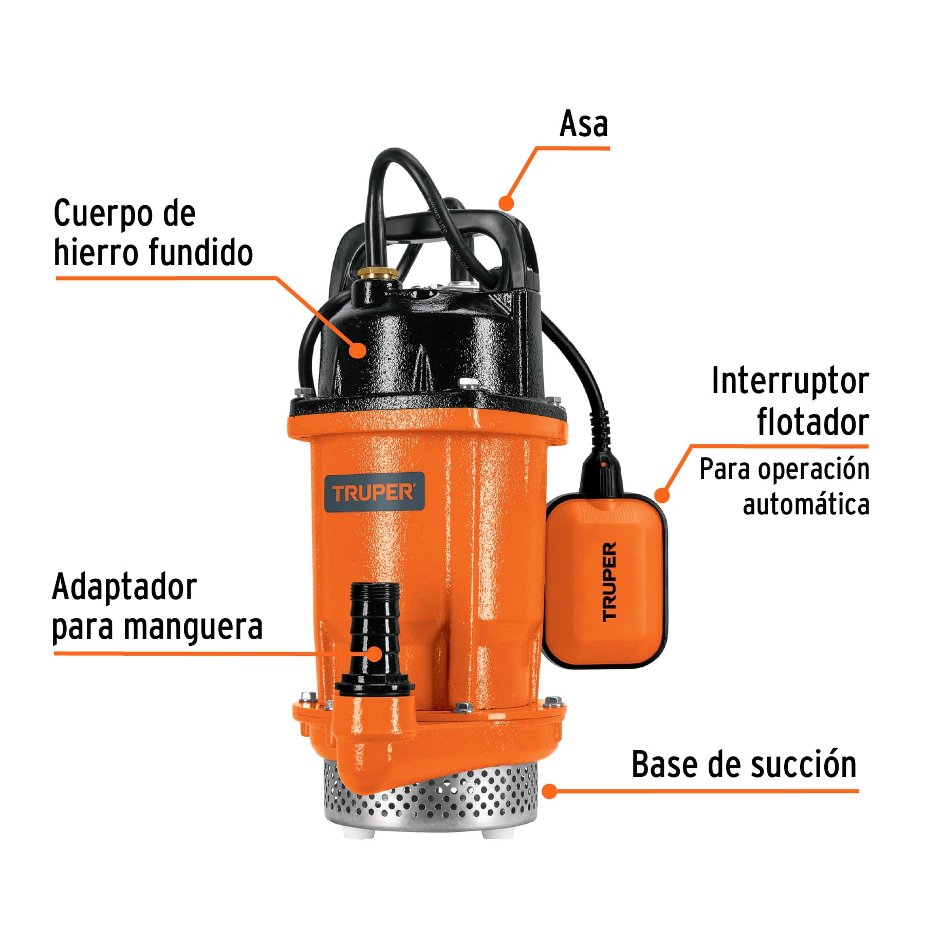 bomba sumergible hierro fundido, agua limpia, 3/4 hp (100170) bomba sumergible hierro fundido, agua limpia, 3/4 hp (100170)