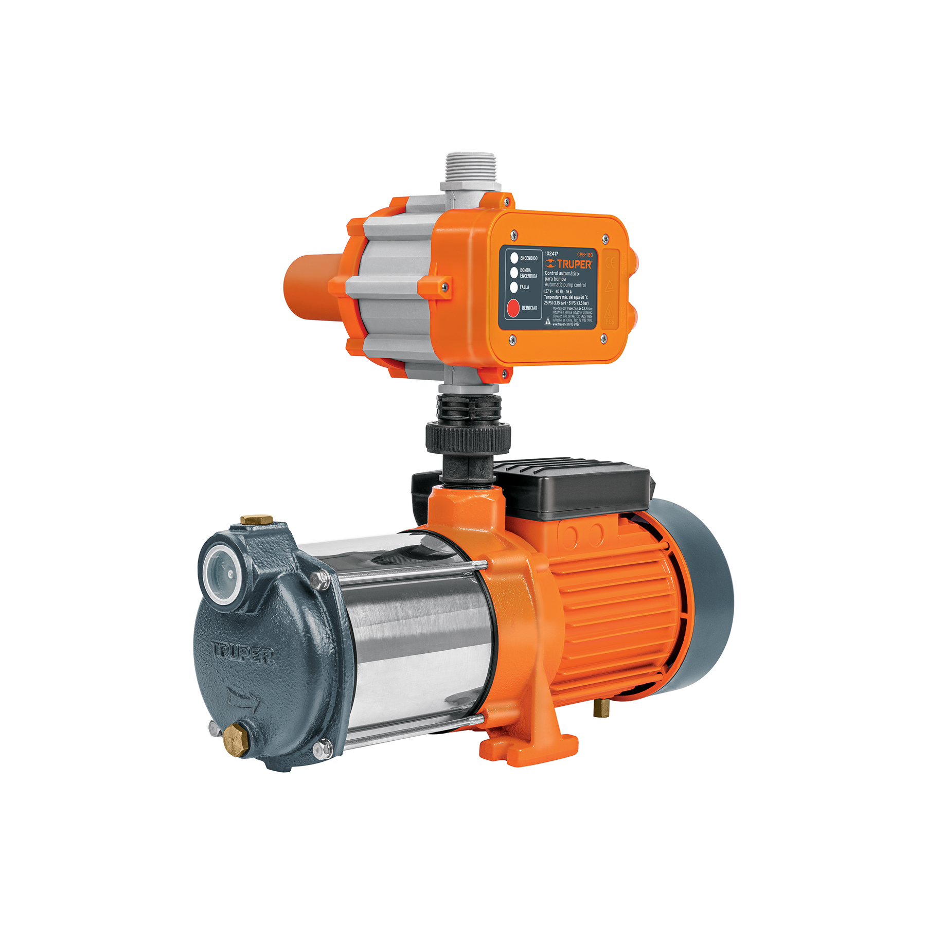 bomba presurizadora multietapas 1 1/3 hp con control (102387) bomba presurizadora multietapas 1 1/3 hp con control (102387)