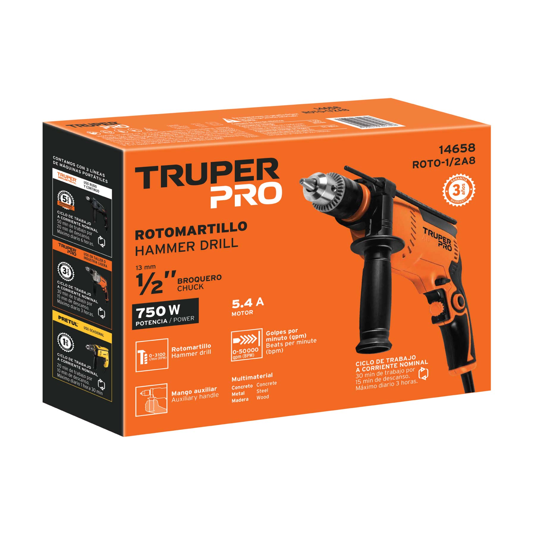 rotomartillo/destornillador 1/2", 750w (14658) rotomartillo/destornillador 1/2", 750w (14658)