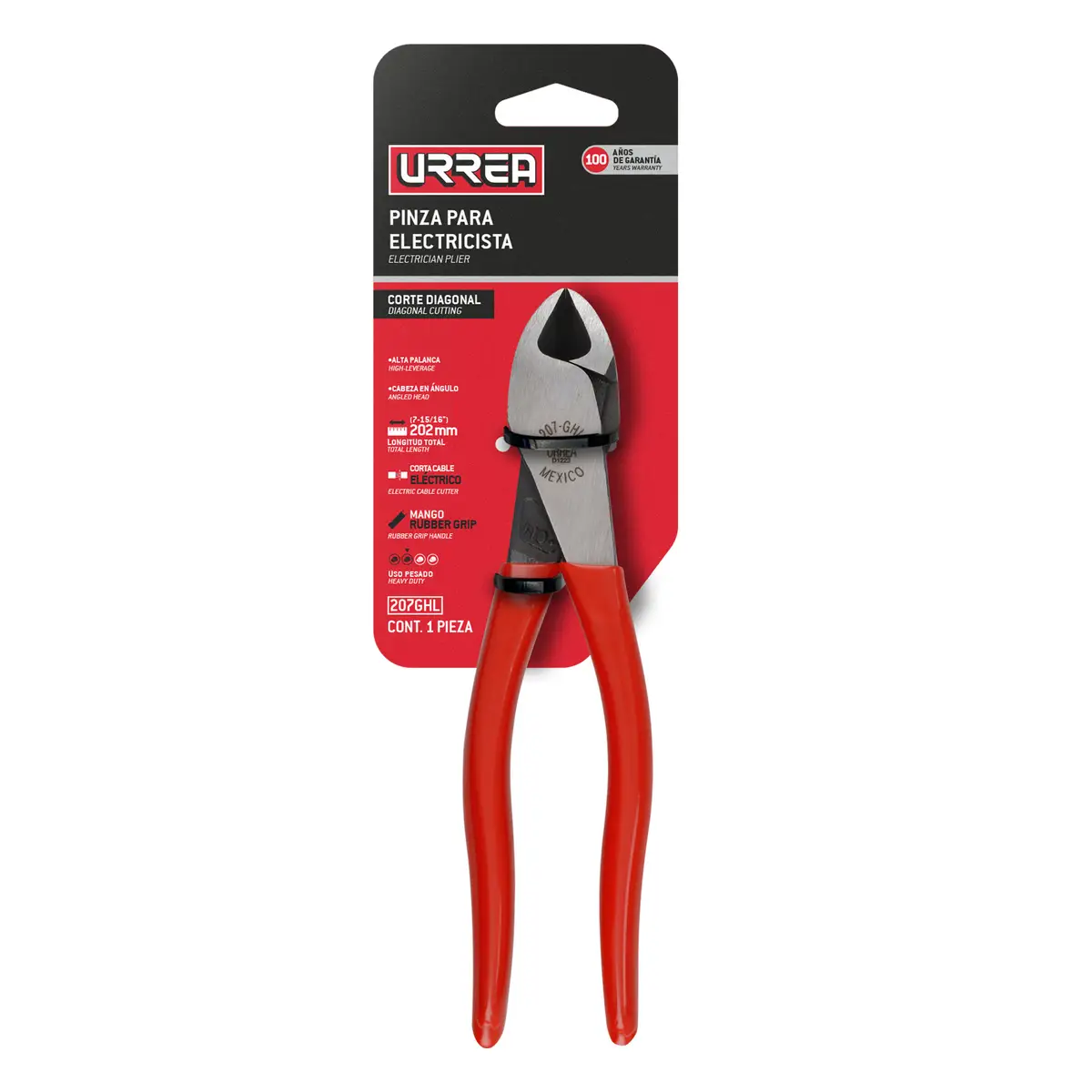pinza para electricista con mango rubber grip alta palanca punta angular de 7 15/16" (207ghl) pinza para electricista con mango rubber grip alta palanca punta angular de 7 15/16" (207ghl)