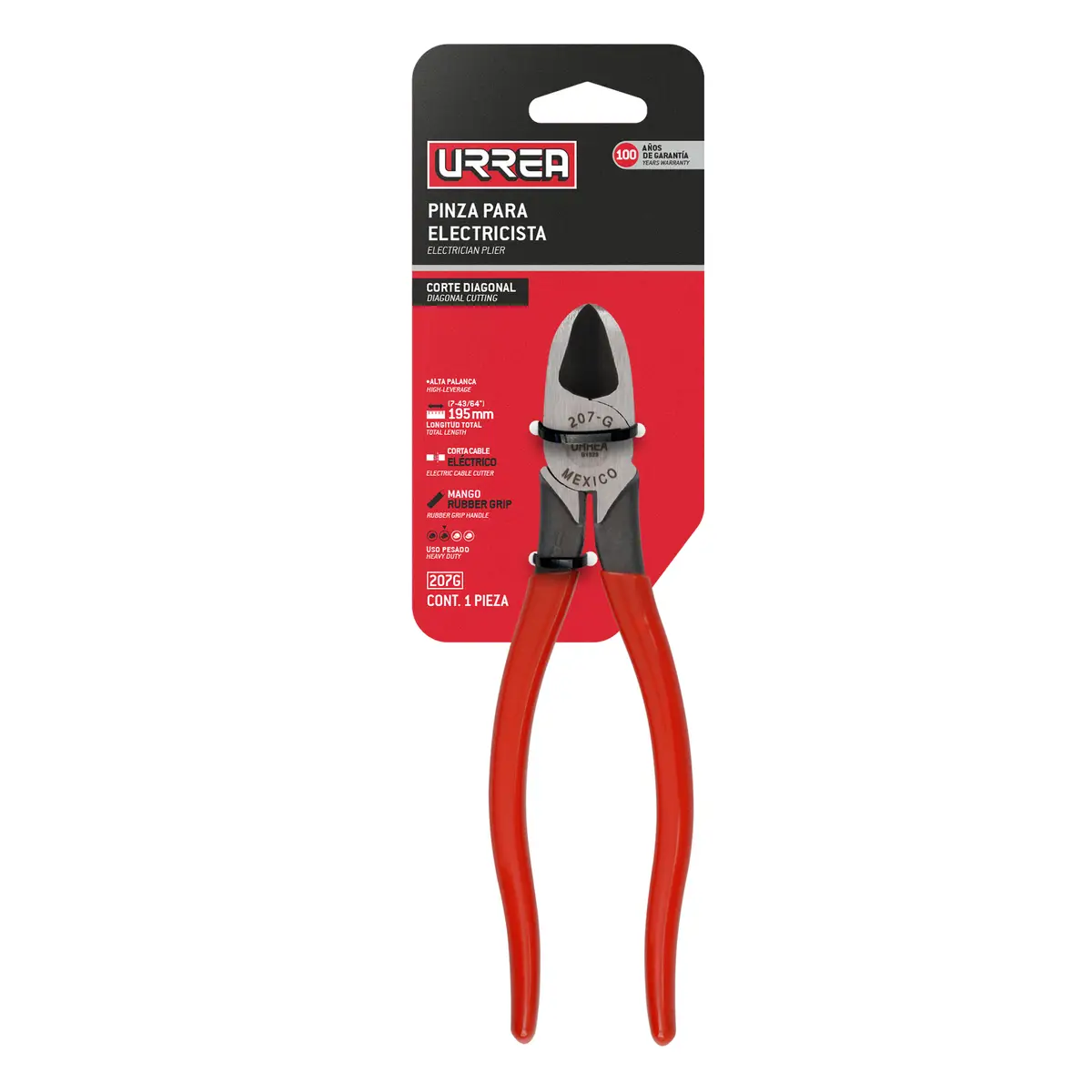 pinza para electricista con mango rubber grip alta palanca corte diagonal de 7 3/4" (207g) pinza para electricista con mango rubber grip alta palanca corte diagonal de 7 3/4" (207g)
