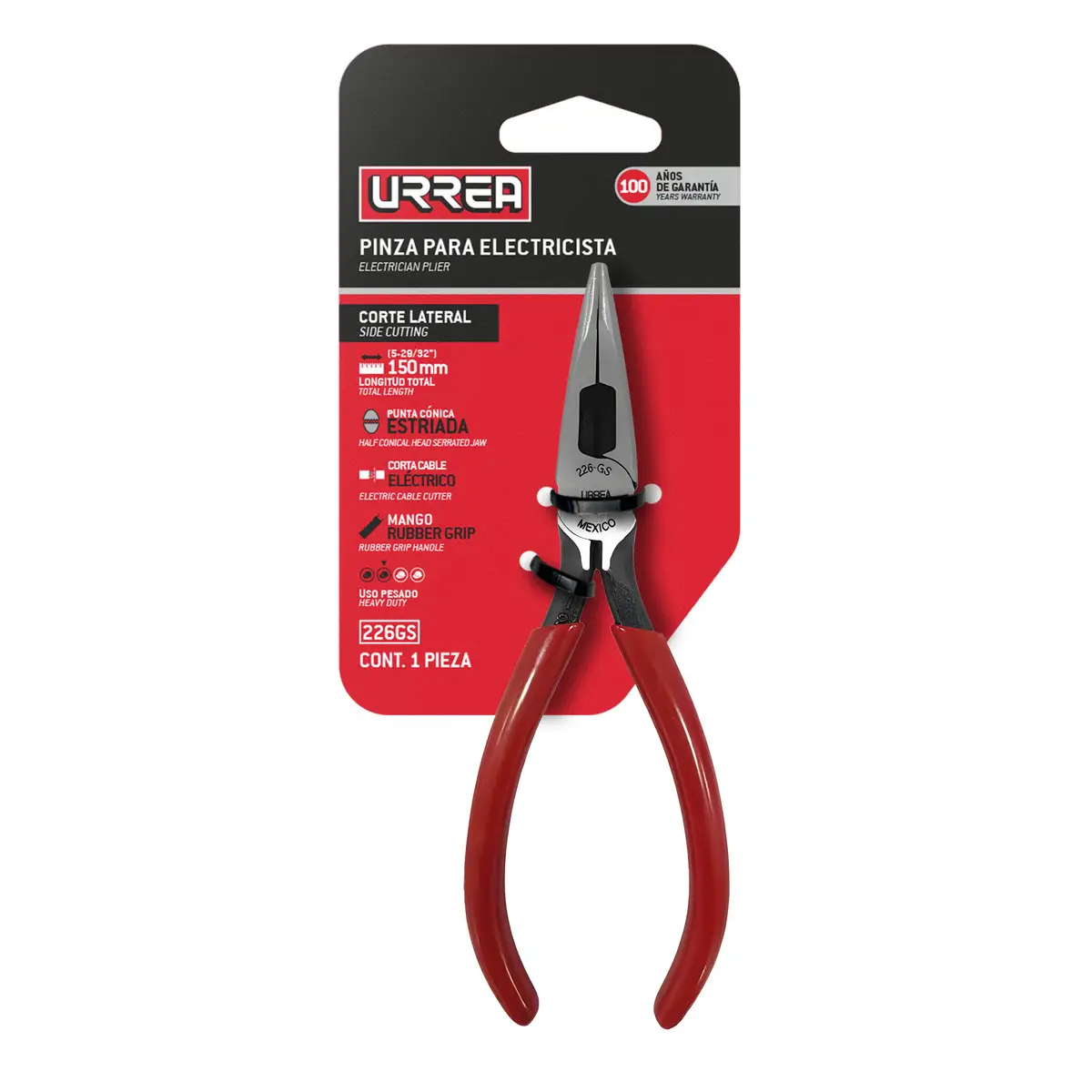 pinza para electricista con mango rubber grip con punta conica corte lateral de 6 1/4" (226gs) pinza para electricista con mango rubber grip con punta conica corte lateral de 6 1/4" (226gs)