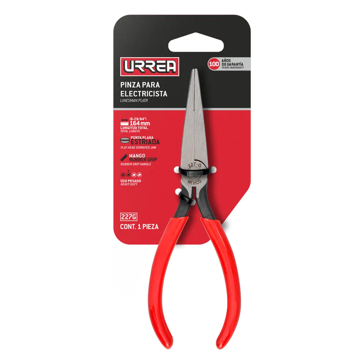 pinza para electricista con mango rubber grip punta plana sin corte de 6 5/8" (227g) pinza para electricista con mango rubber grip punta plana sin corte de 6 5/8" (227g)
