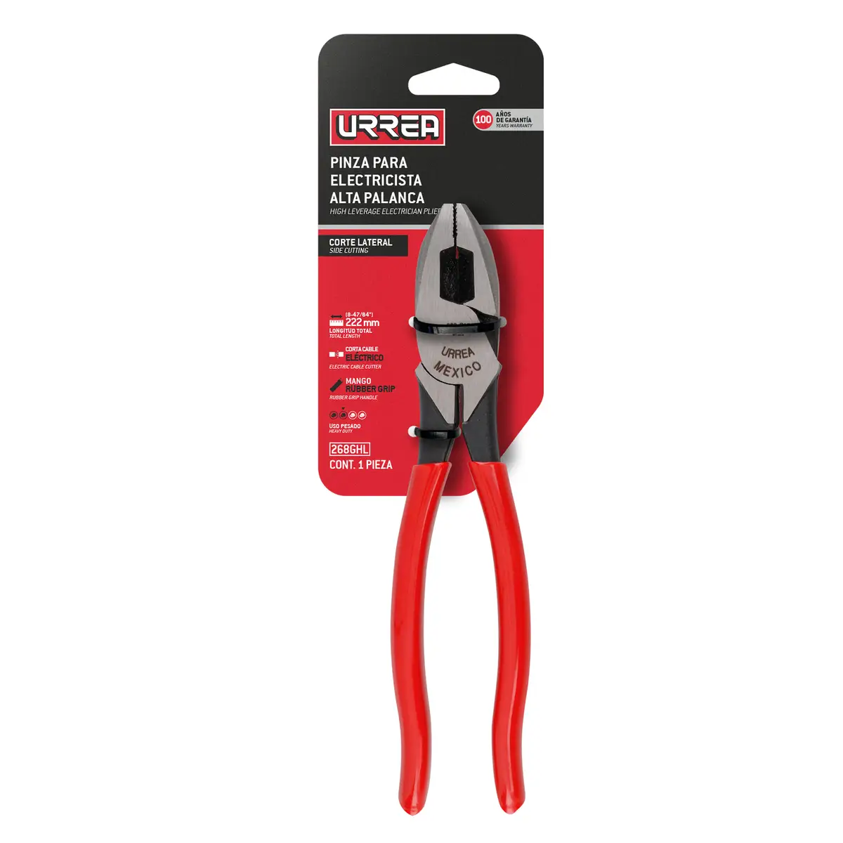 pinza para electricista con mango rubber grip de 8 1/2" alta palanca urrea (268hgl) pinza para electricista con mango rubber grip de 8 1/2" alta palanca urrea (268hgl)