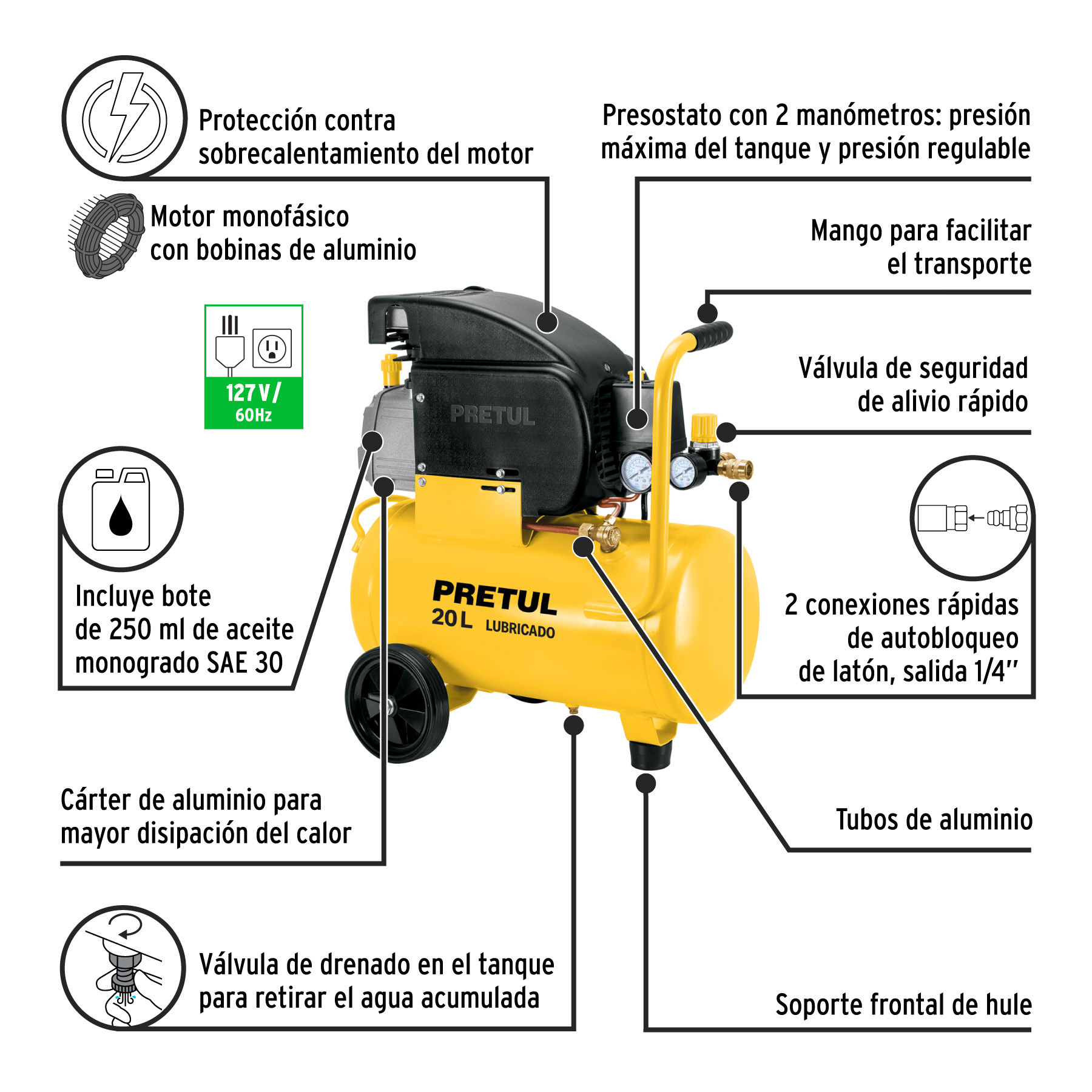 kit compresor lub, 20l, manguera y accesorios, 127v (27106) kit compresor lub, 20l, manguera y accesorios, 127v (27106)