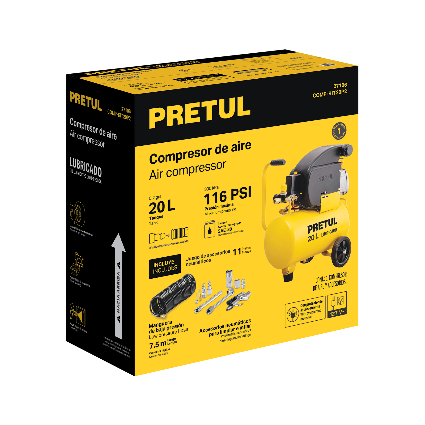 kit compresor lub, 20l, manguera y accesorios, 127v (27106) kit compresor lub, 20l, manguera y accesorios, 127v (27106)