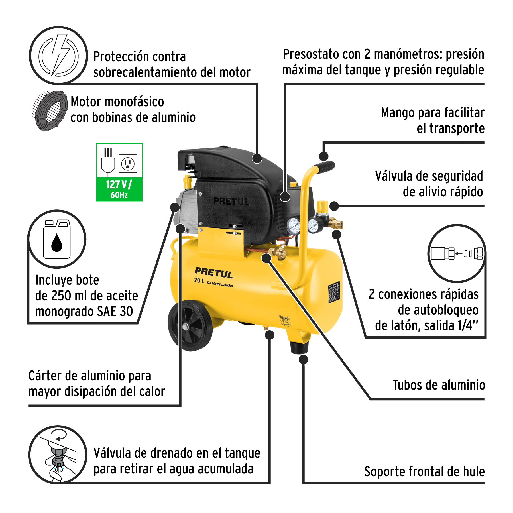 kit compresor lub, 20l, manguera y pistola baja,127v (24357) kit compresor lub, 20l, manguera y pistola baja,127v (24357)