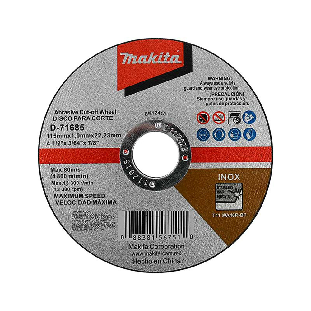 disco de corte acero inox 4 1/2 pulg (d 71685) disco de corte acero inox 4 1/2 pulg (d 71685)