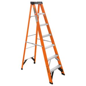 escalera de tijera, tipo ll, 6 peldaños, fibra de vidrio (100226)