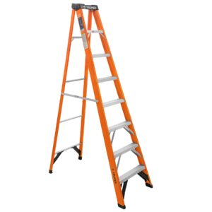 escalera de tijera, tipo ll, 7 peldaños, fibra de vidrio (100227)