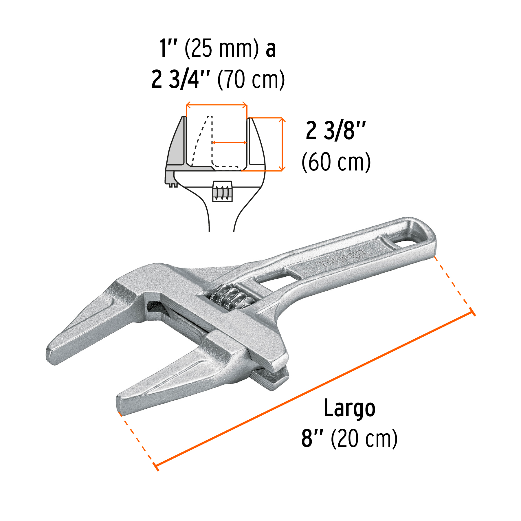 llave ajustable 8" para plomero, apertura 3", truper (101387) llave ajustable 8" para plomero, apertura 3", truper (101387)