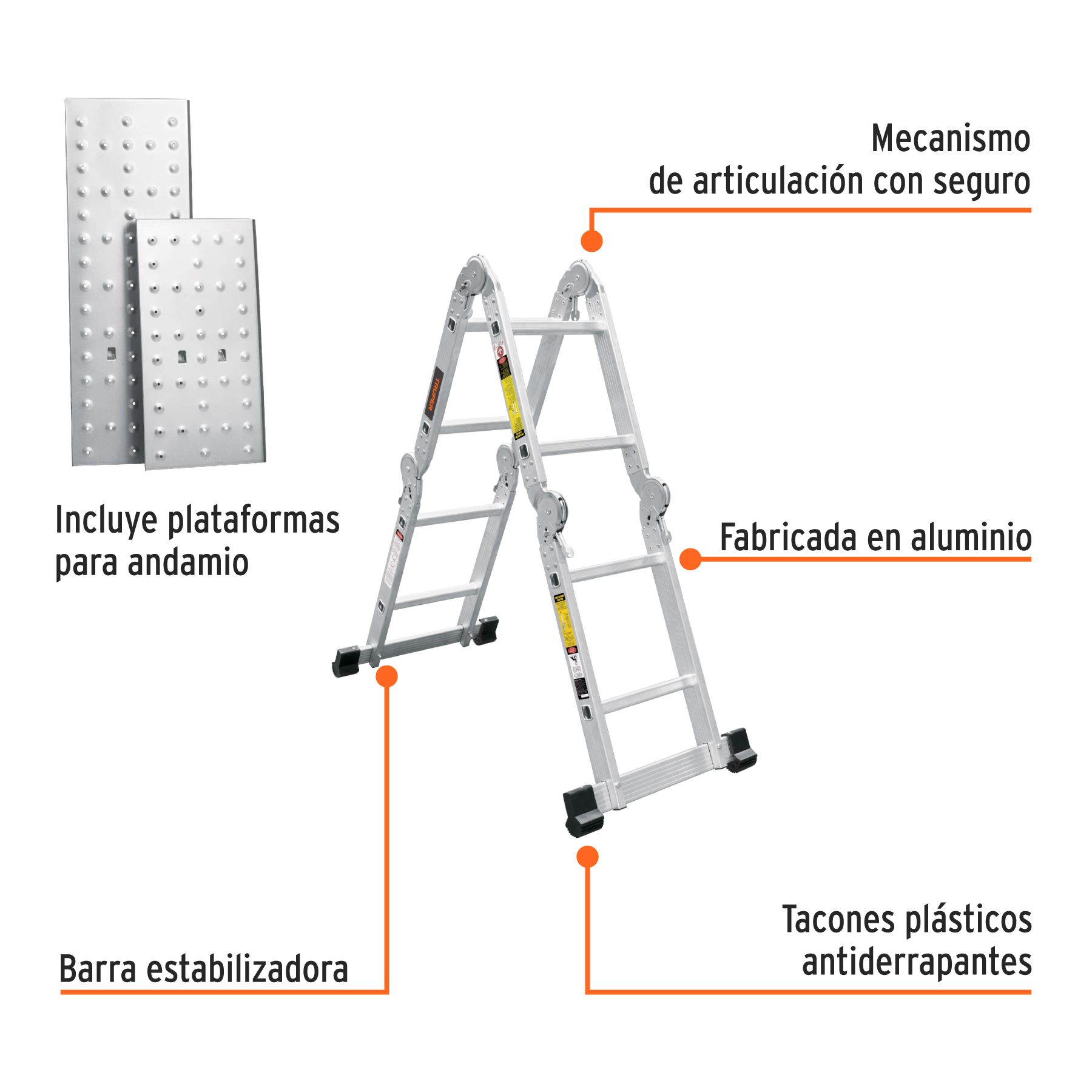 escalera multiposición 8 peldaños, capacidad 150 kg, truper (101905) escalera multiposición 8 peldaños, capacidad 150 kg, truper (101905)