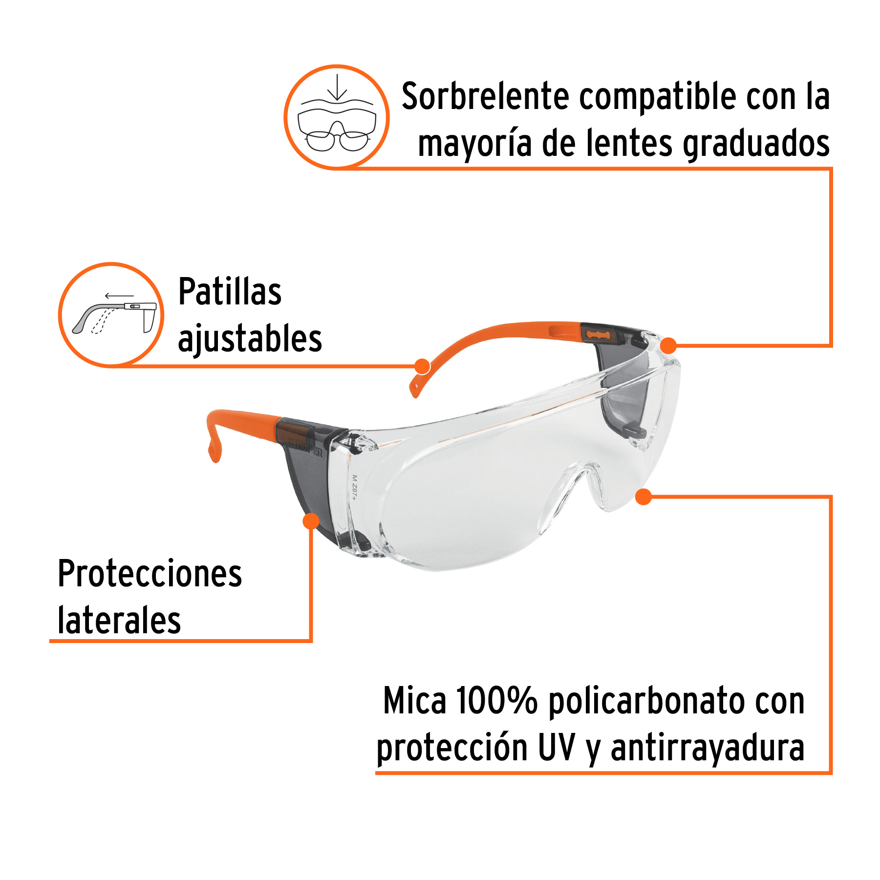 sobrelente de seguridad claros con antiempaño, truper expert (101954) sobrelente de seguridad claros con antiempaño, truper expert (101954)
