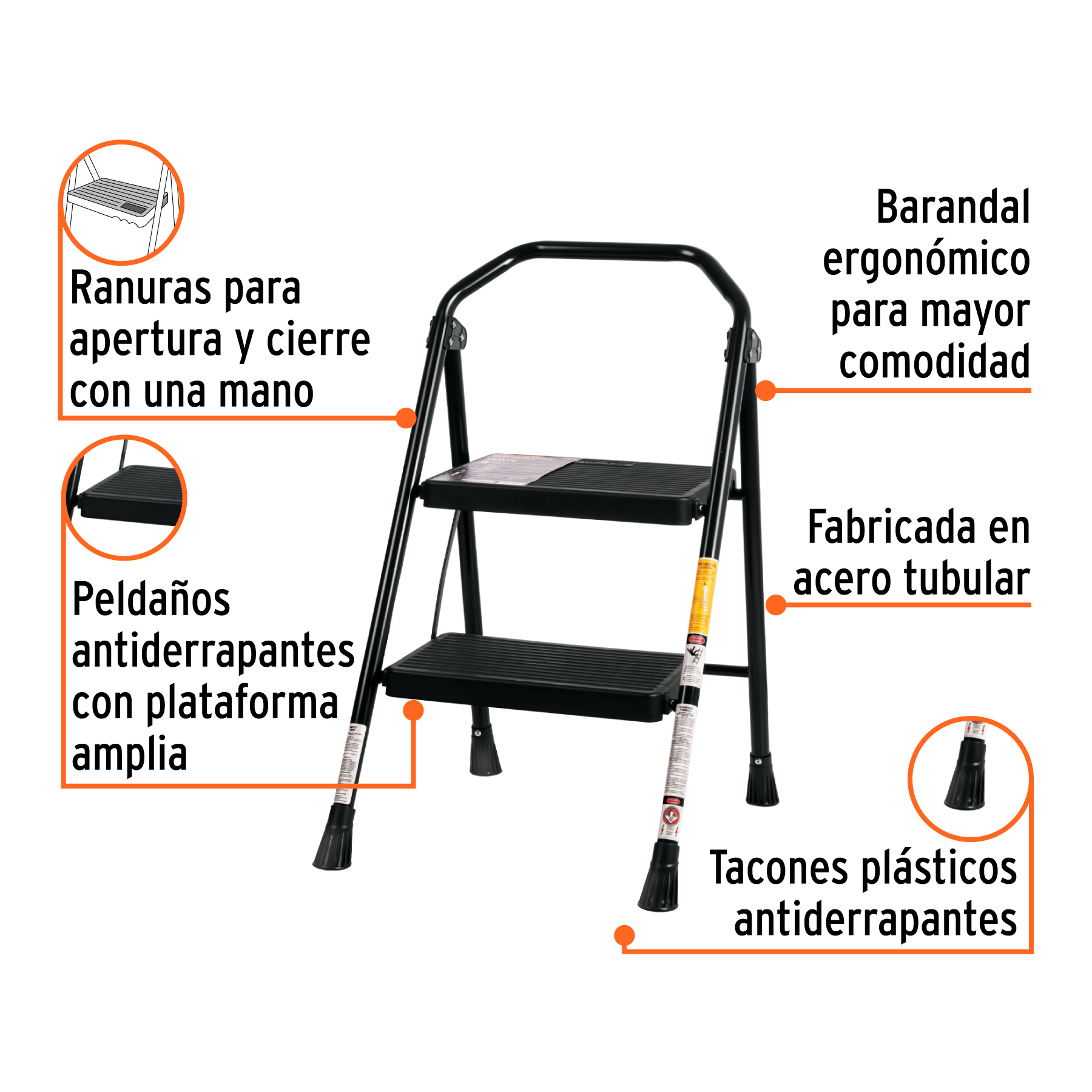 escalerilla tubular, plegable, 2 peldaños, truper (103142) escalerilla tubular, plegable, 2 peldaños, truper (103142)
