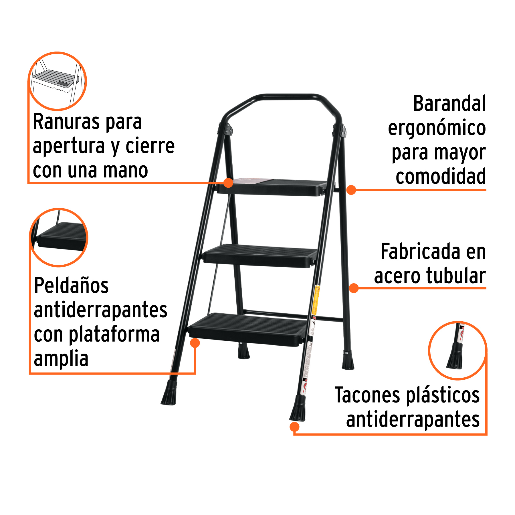 escalerilla tubular, plegable, 3 peldaños, truper (103143) escalerilla tubular, plegable, 3 peldaños, truper (103143)