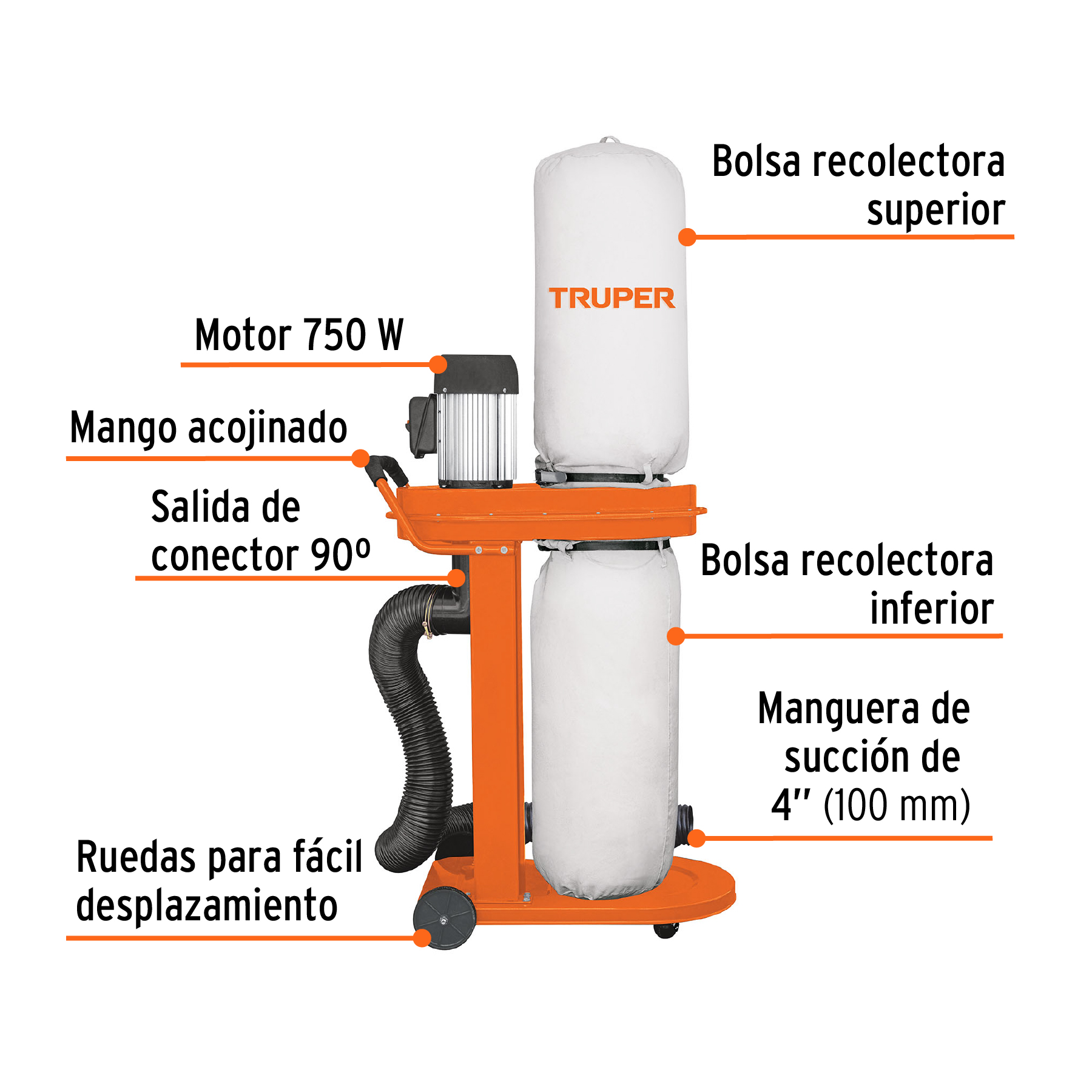colector de polvo 1 hp, truper (103164) colector de polvo 1 hp, truper (103164)