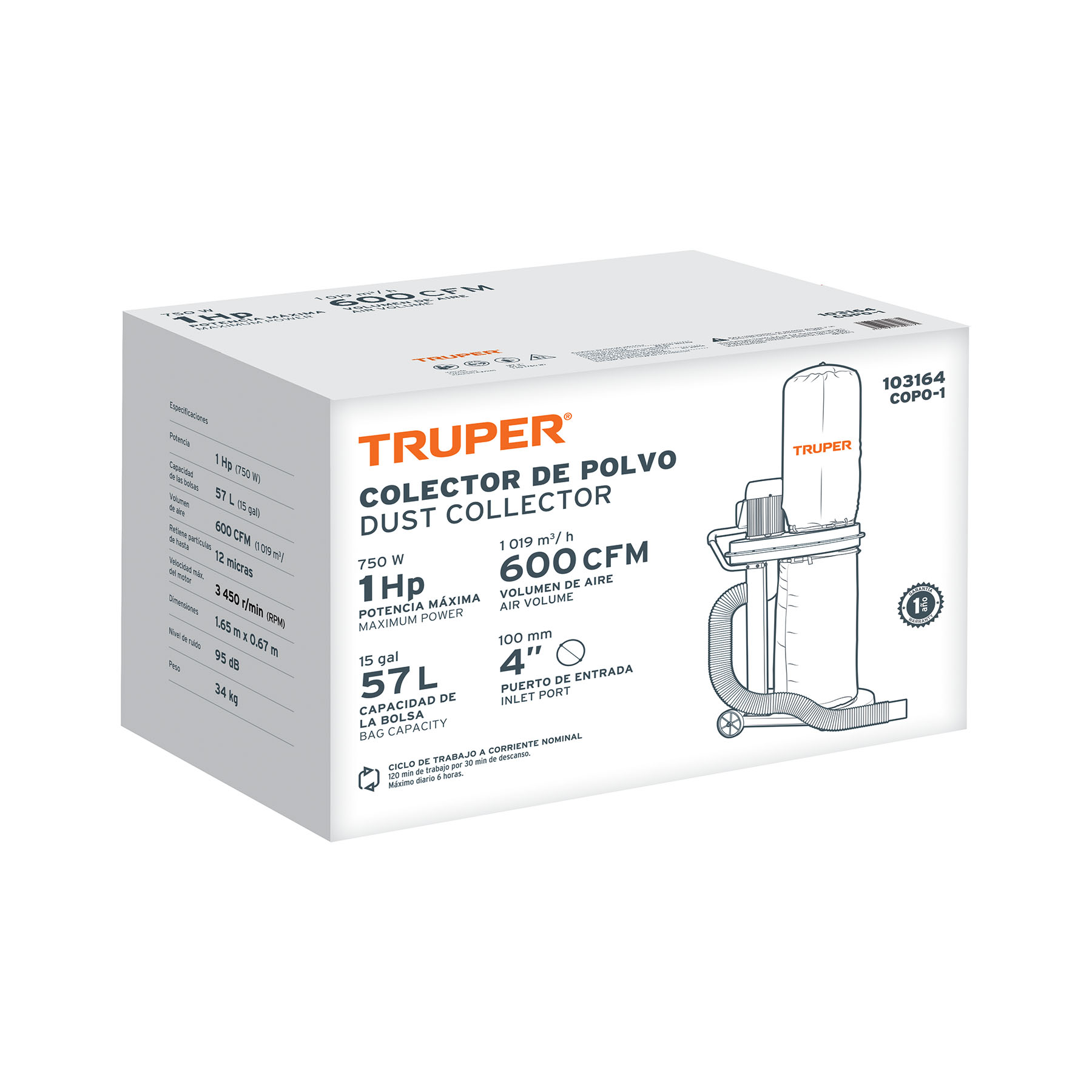 colector de polvo 1 hp, truper (103164) colector de polvo 1 hp, truper (103164)