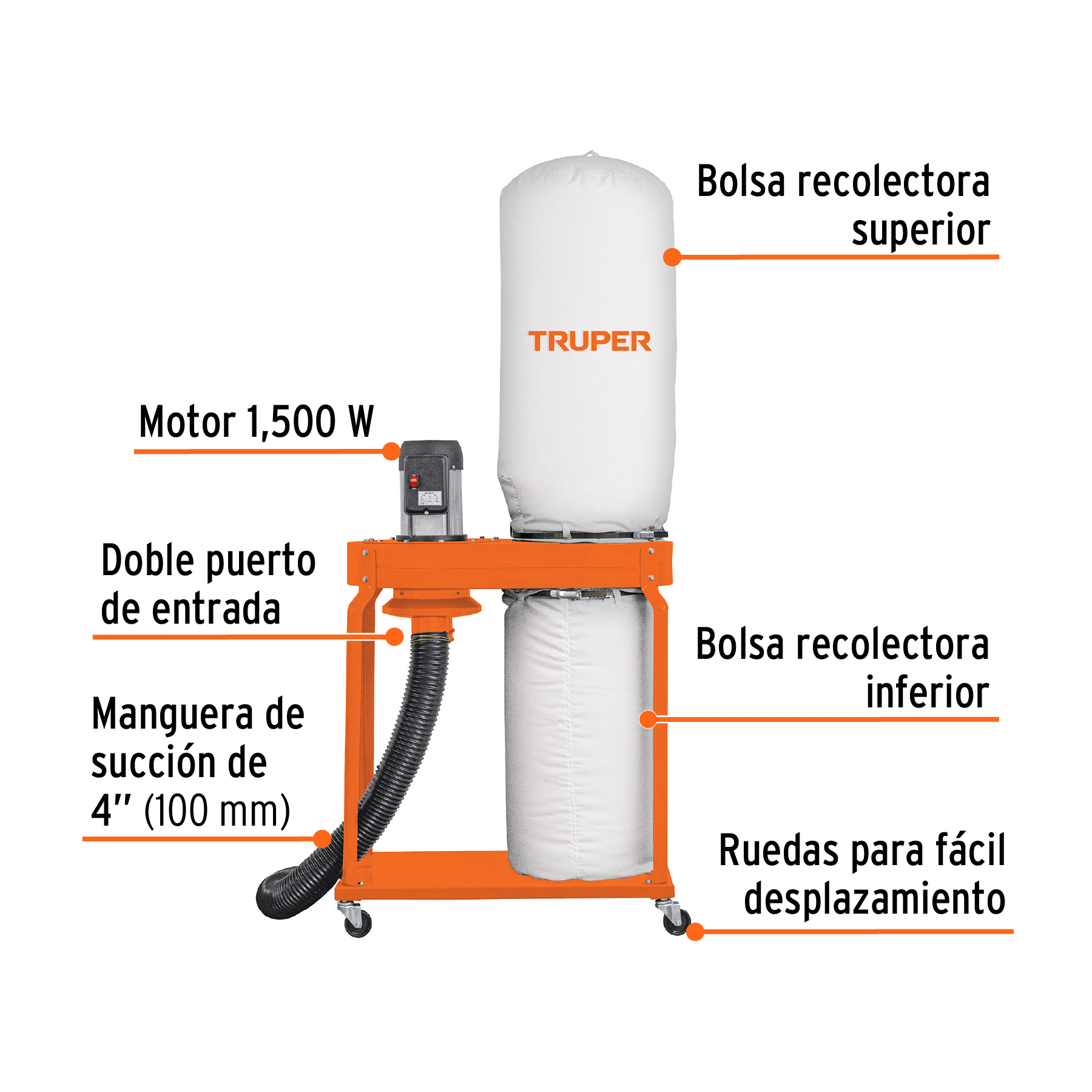 colector de polvo 2 hp, truper (103165) colector de polvo 2 hp, truper (103165)