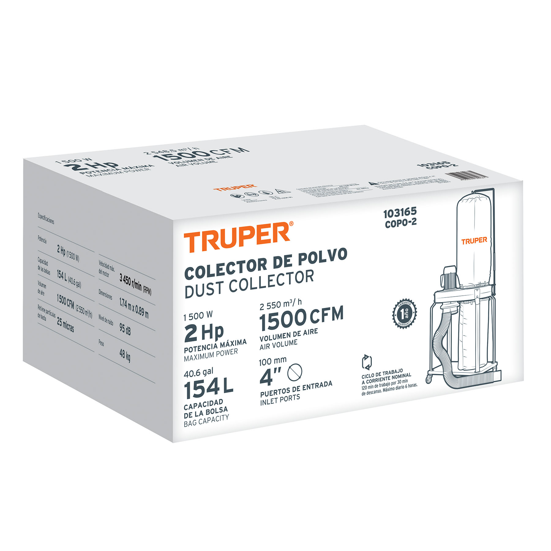 colector de polvo 2 hp, truper (103165) colector de polvo 2 hp, truper (103165)