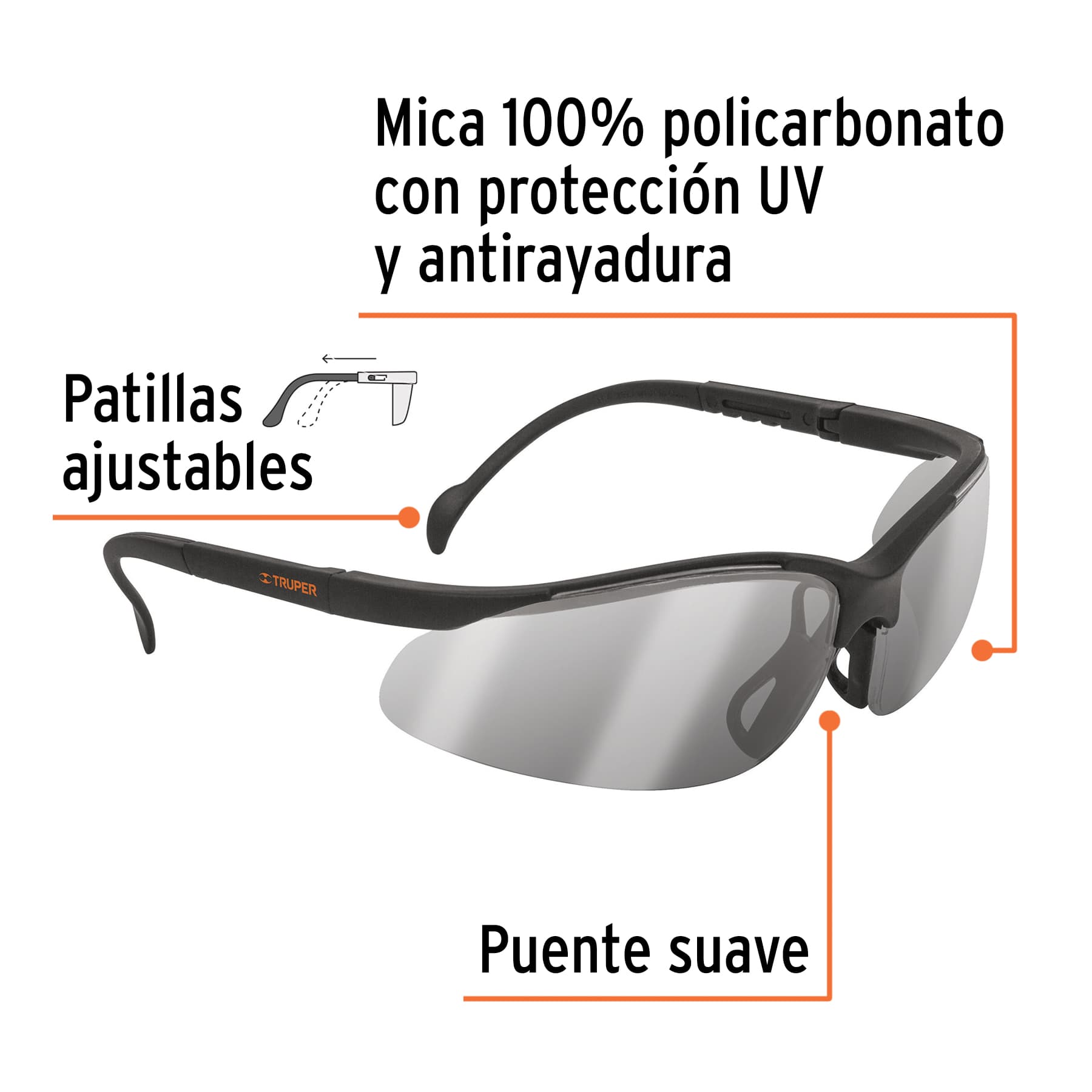 lentes de seguridad espejo plata, truper vision (10825) lentes de seguridad espejo plata, truper vision (10825)