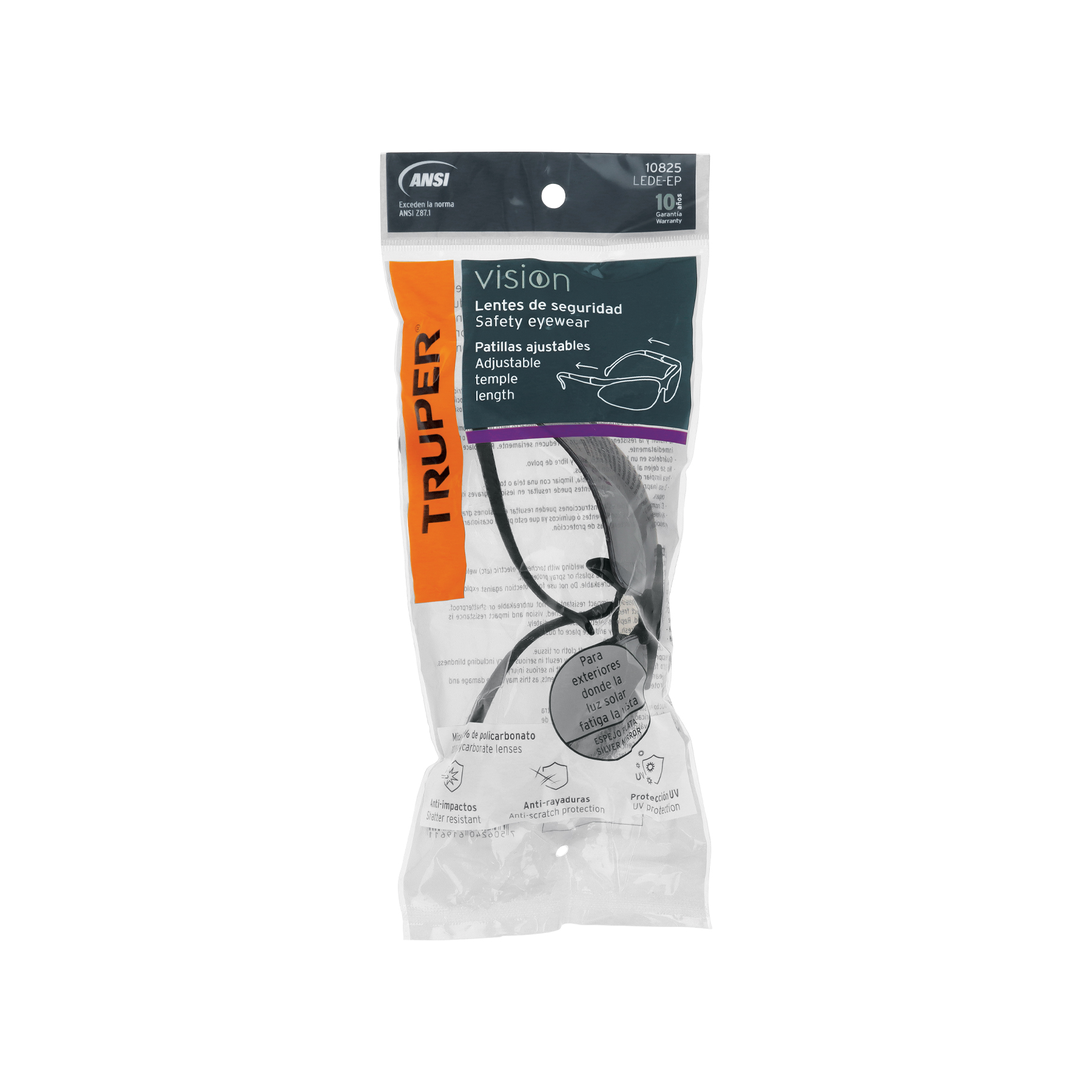 lentes de seguridad espejo plata, truper vision (10825) lentes de seguridad espejo plata, truper vision (10825)