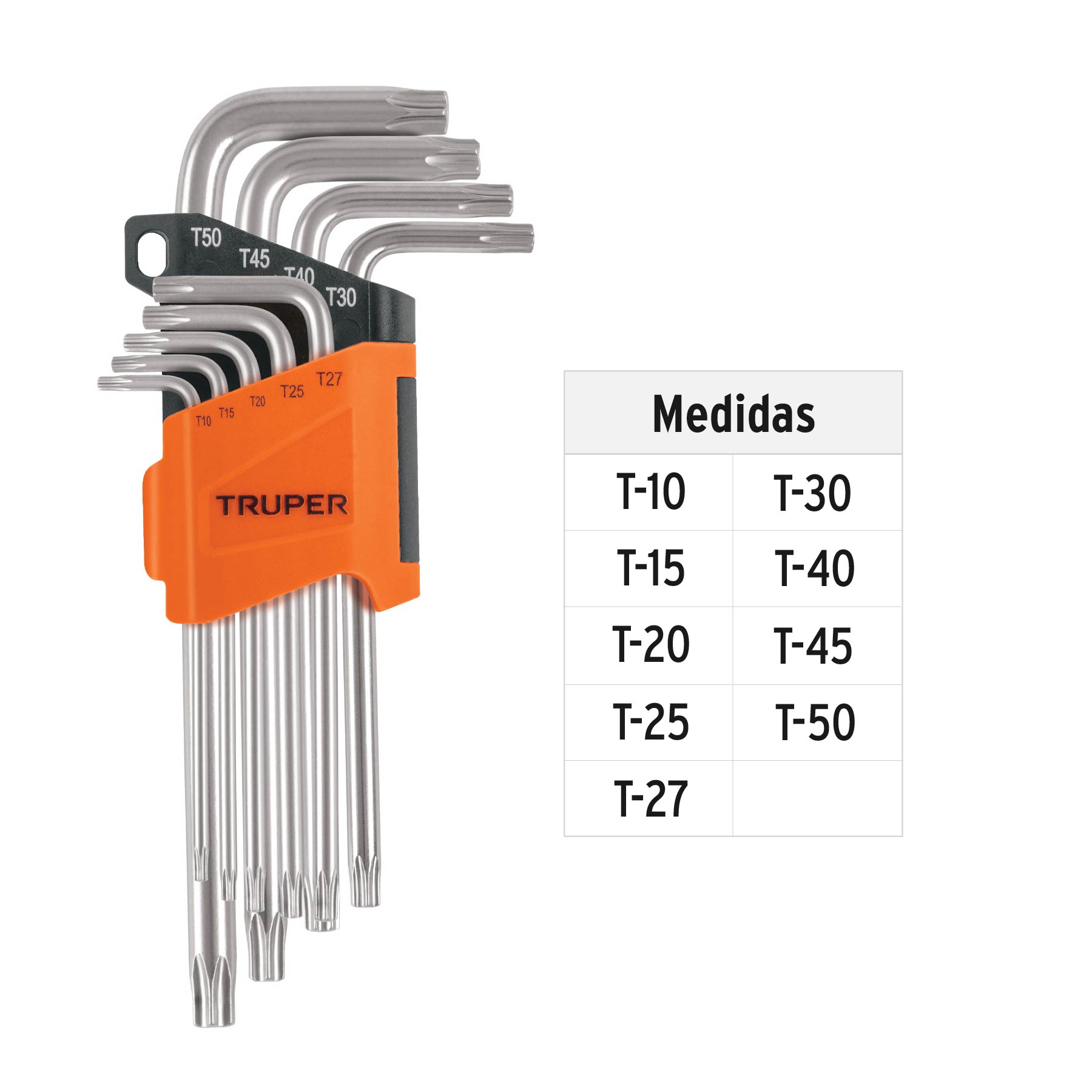 juego de 9 llaves torx largas con organizador abatible truper (13647) juego de 9 llaves torx largas con organizador abatible truper (13647)