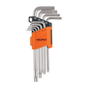 juego de 9 llaves torx largas con organizador abatible truper (13647)