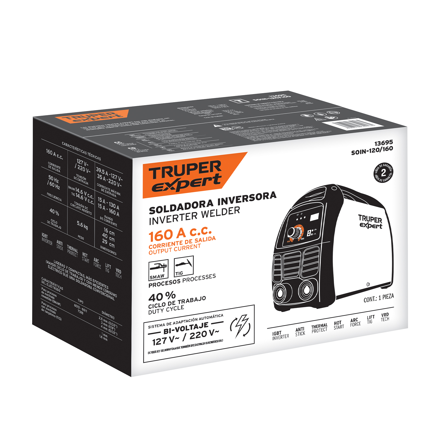 soldadora inversora 160a, bi voltaje 127/220v, truper expert (13695) soldadora inversora 160a, bi voltaje 127/220v, truper expert (13695)