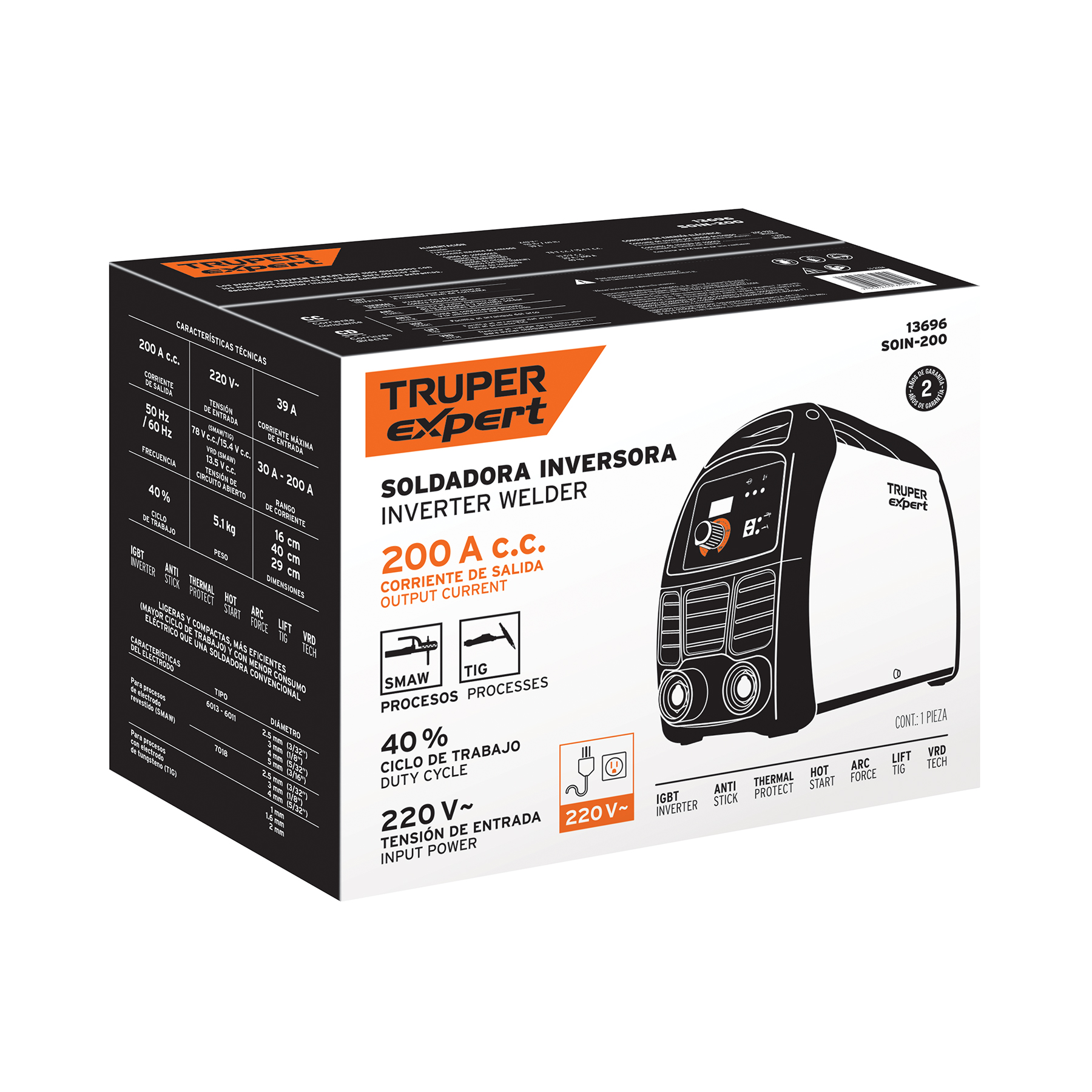 soldadora inversora 200a, 220v, truper expert (13696) soldadora inversora 200a, 220v, truper expert (13696)