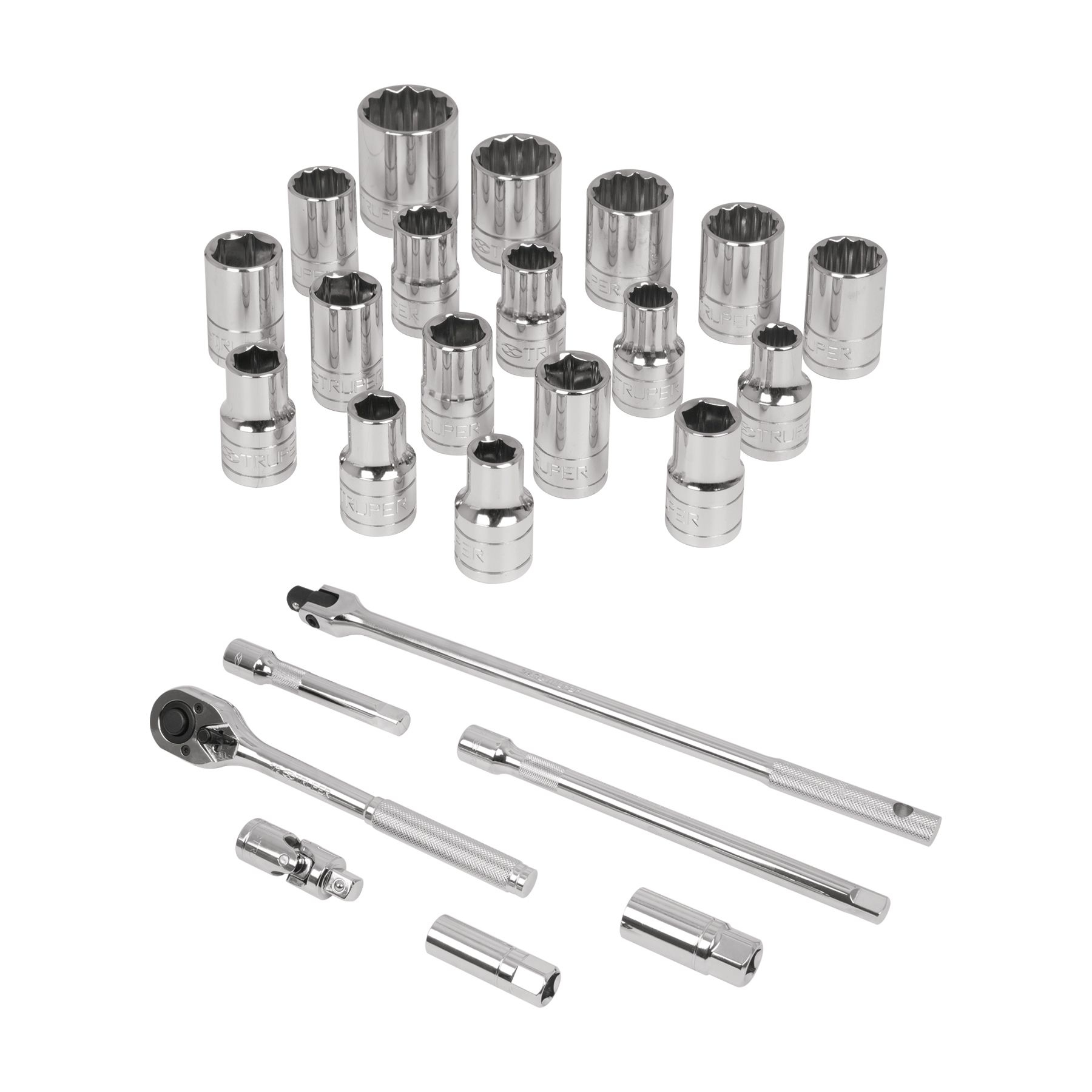 juego de 25 herramientas cuadro 1/2" std y mm para mecánico truper (13938) juego de 25 herramientas cuadro 1/2" std y mm para mecánico truper (13938)