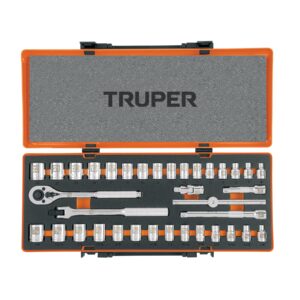 juego de 36 herramientas cuadro 3/8" std y mm para mecánico truper (13955)