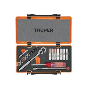 juego de 20 herramientas cuadro 1/4" std para mecánico truper (13980)