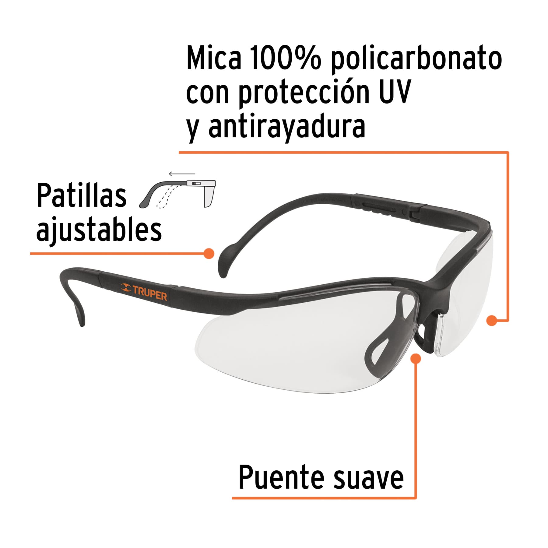 lentes de seguridad transparentes, truper vision (14301) lentes de seguridad transparentes, truper vision (14301)