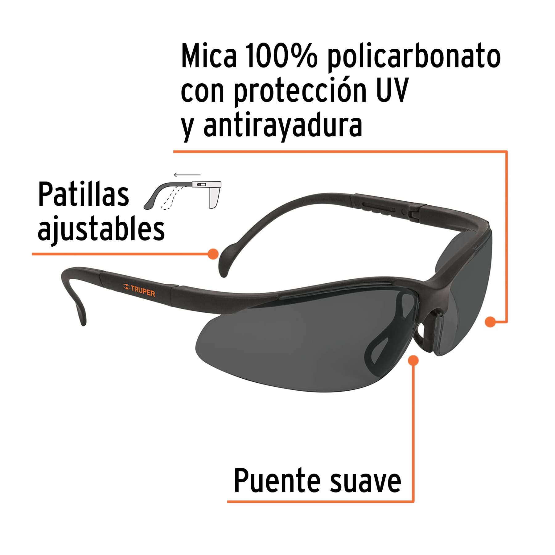 lentes de seguridad grises, truper vision (14302) lentes de seguridad grises, truper vision (14302)