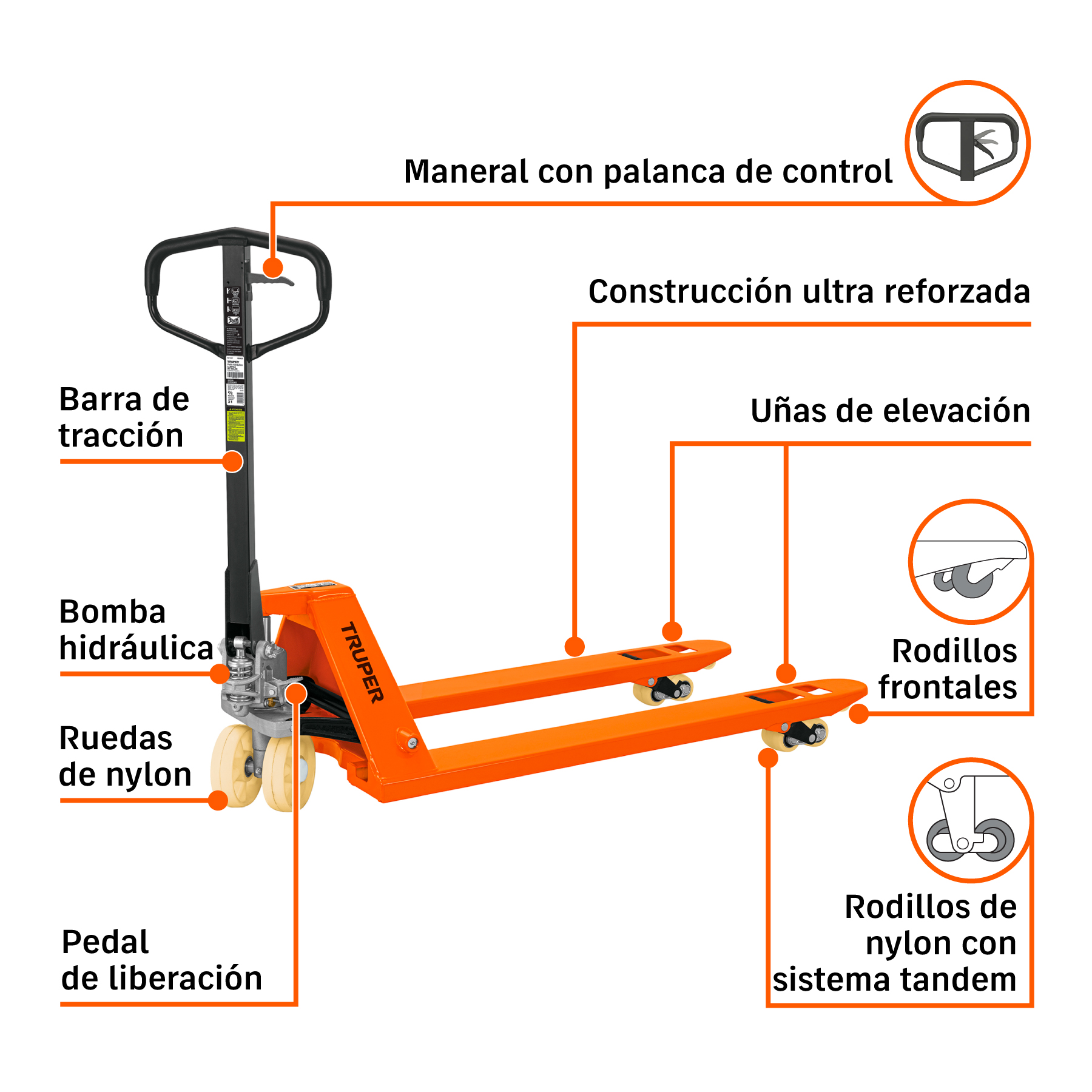 patín traspaleta 3 ton con ruedas de nylon, truper (15083) patín traspaleta 3 ton con ruedas de nylon, truper (15083)