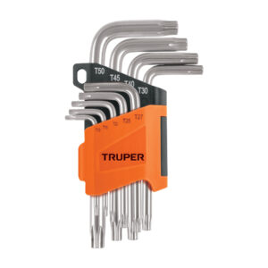 juego de 9 llaves torx con organizador abatible, truper (15554)