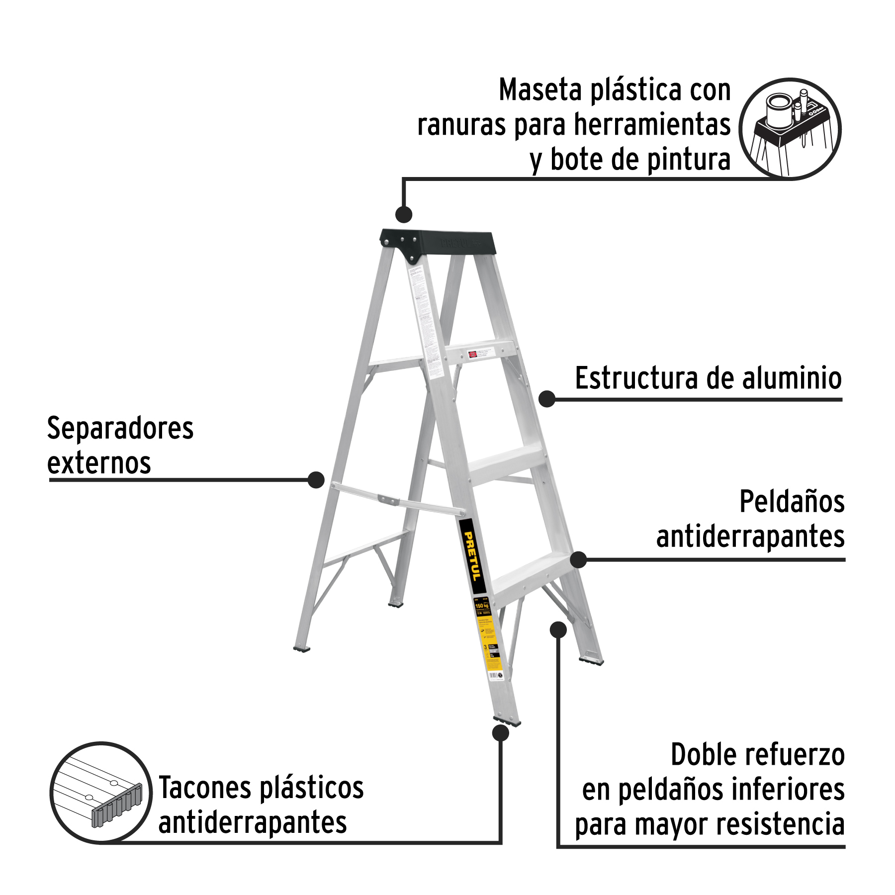 escalera de tijera tipo iii 3 escalones, pretul (20686) escalera de tijera tipo iii 3 escalones, pretul (20686)
