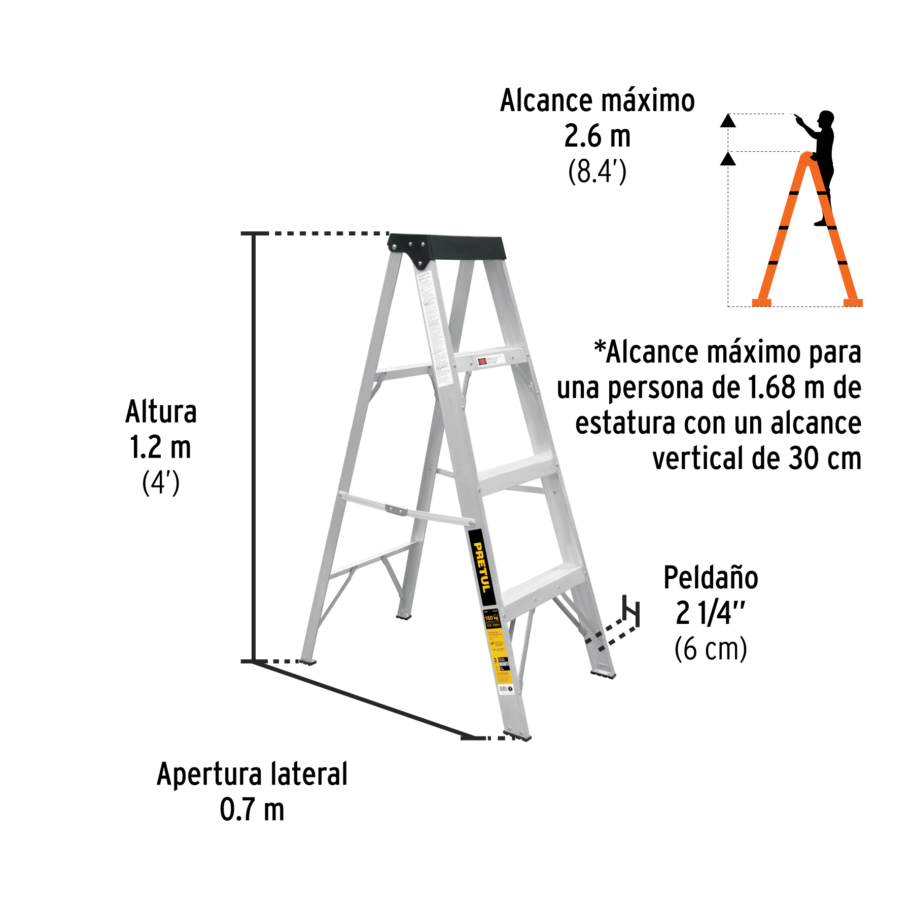 escalera de tijera tipo iii 3 escalones, pretul (20686) escalera de tijera tipo iii 3 escalones, pretul (20686)