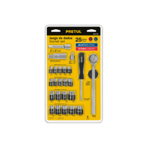 juego de 25 herramientas 1/4" y 3/8" para mecánico, pretul (23974)