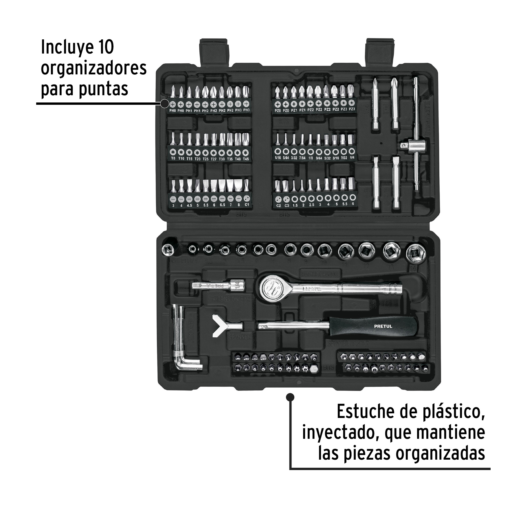 juego de 130 herramientas 1/4" para mecánico, pretul (26091) juego de 130 herramientas 1/4" para mecánico, pretul (26091)