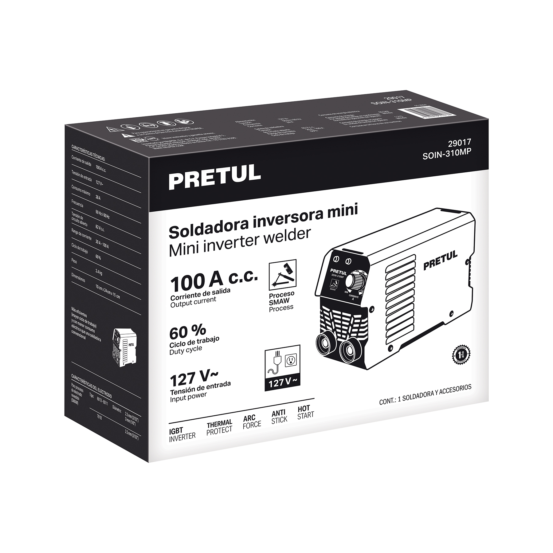 mini soldadora inversora 100a, 127 v, serie 300, pretul (29017) mini soldadora inversora 100a, 127 v, serie 300, pretul (29017)