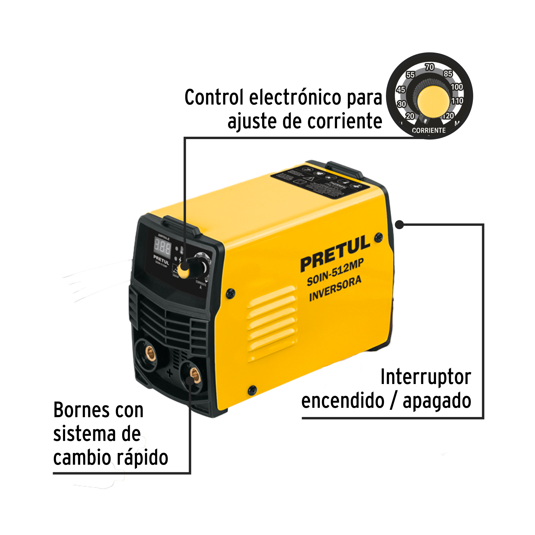 mini soldadora inversora 120a, 127 v, serie 500, pretul (29018) mini soldadora inversora 120a, 127 v, serie 500, pretul (29018)