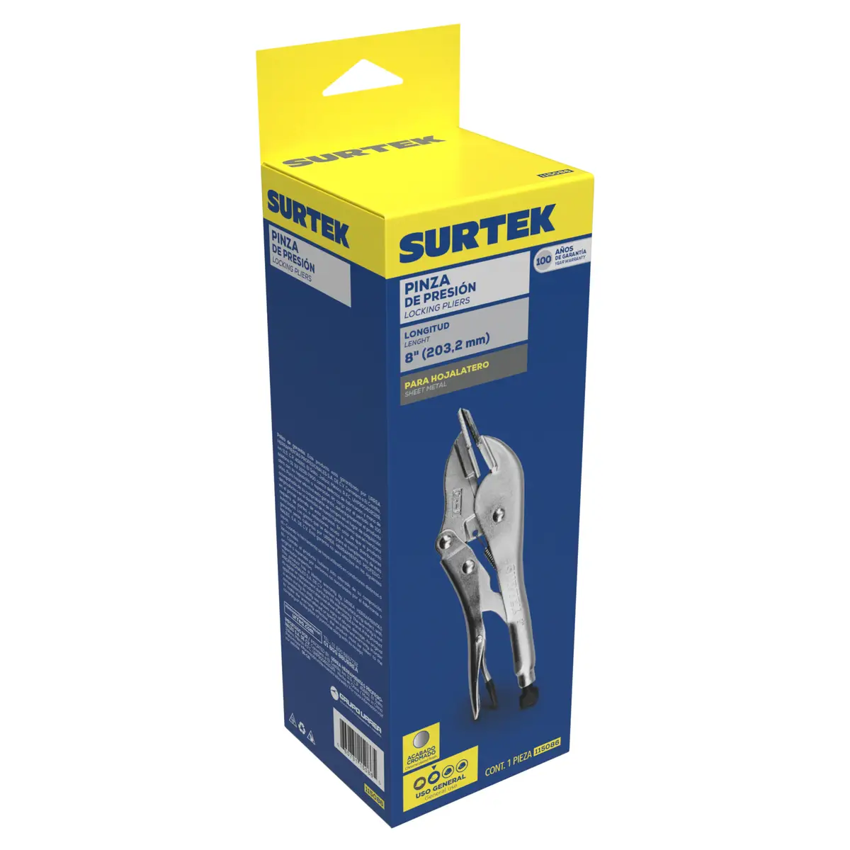 pinza de presión de hojalatero 8″ surtek 115086ur pinza de presión de hojalatero 8″ surtek 115086ur