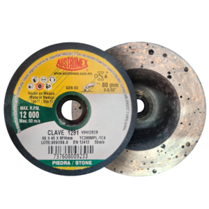 copa abrasiva shellac de 80 x 45 x m14 2 mm para pulido, de carburo de silicio negro austromex (1291au)