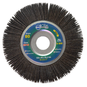 rueda flap con centro metálico de óxido de aluminio, grano 80, de 150 x 50 x 25.4 mm austromex (2915au)