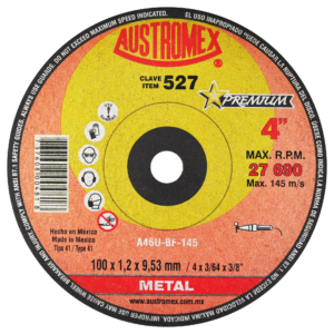 disco abrasivo para corte de metal de 100 x 1.2 x 9.53 mm austromex (527au)